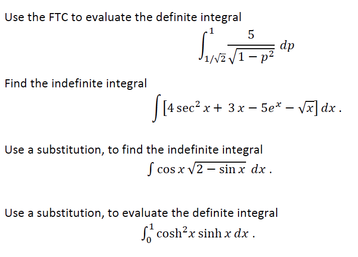 Solved Use the FTC to evaluate the definite integral 5 | Chegg.com