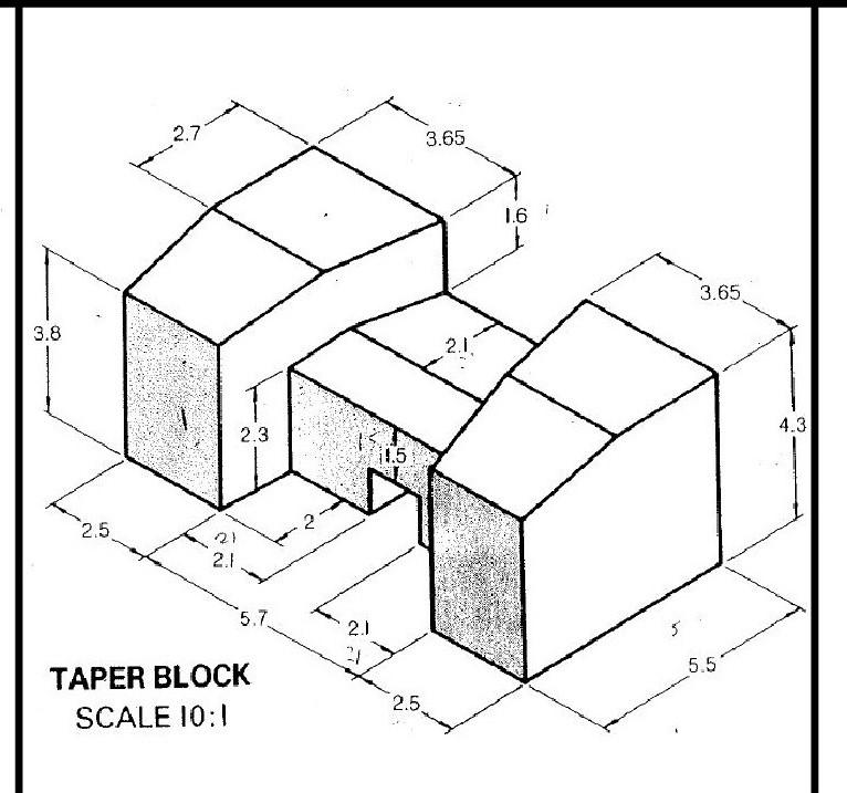 Solved Orthographically draw the 3 views of the taper block | Chegg.com