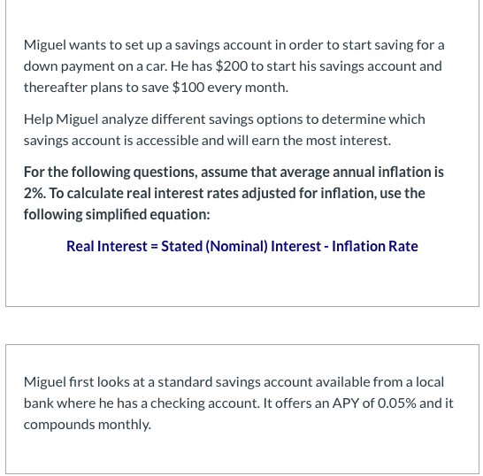 Miguel Wants To Set Up A Savings Account In Order To 7164