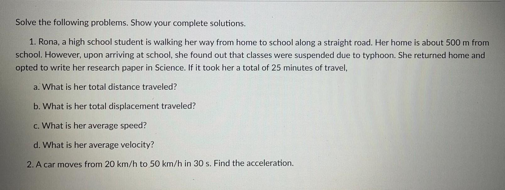 Solved Solve the following problems. Show your complete | Chegg.com