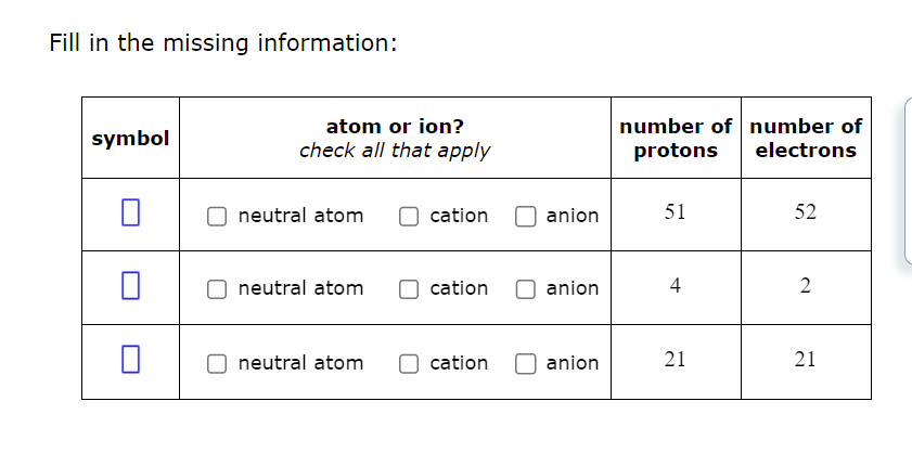 Solved Fill in the missing information: | Chegg.com