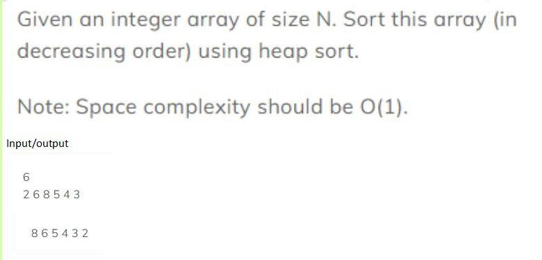 Solved Given An Integer Array Of Size N. Sort This Array (in 