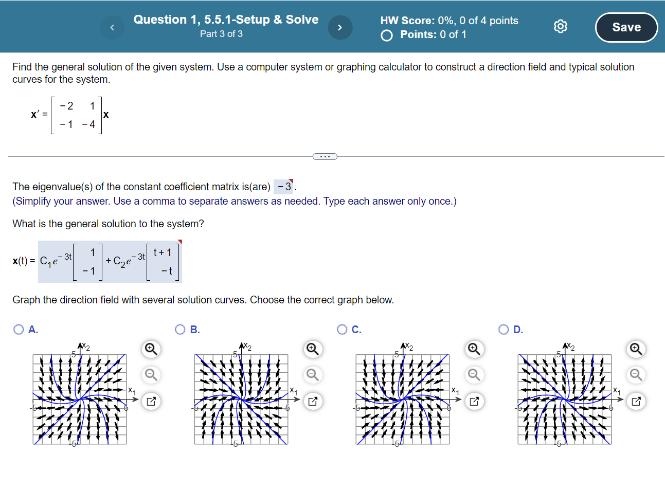 Solved Find the general solution of the given system. Use a | Chegg.com