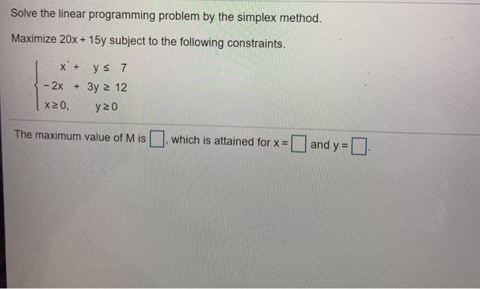 Solved Solve the linear programming problem by the simplex | Chegg.com