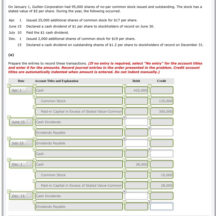 Solved On January 1 Guillen Corporation Had 95 000 Shares Chegg
