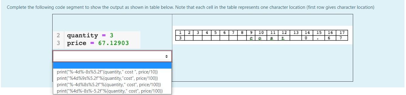Solved Complete the following code segment to show the | Chegg.com