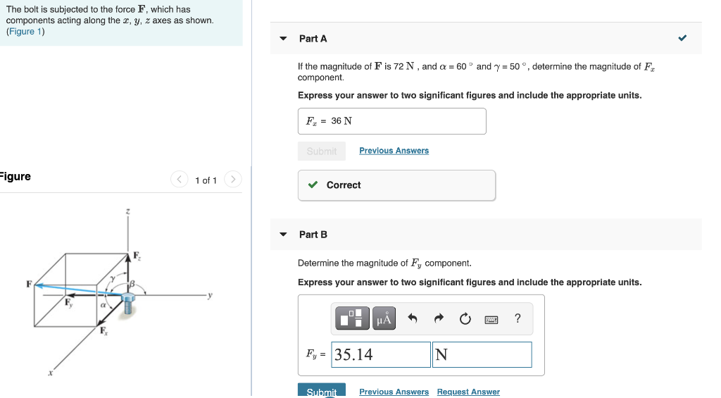 Solved The bolt is subjected to the force F, which has