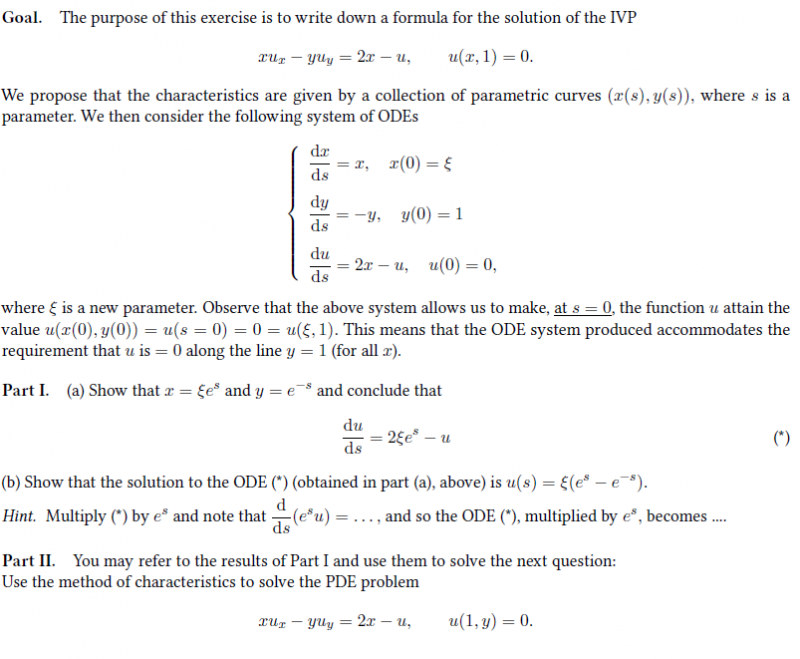 Solved xux−yuy=2x−u,u(x,1)=0. We propose that the | Chegg.com