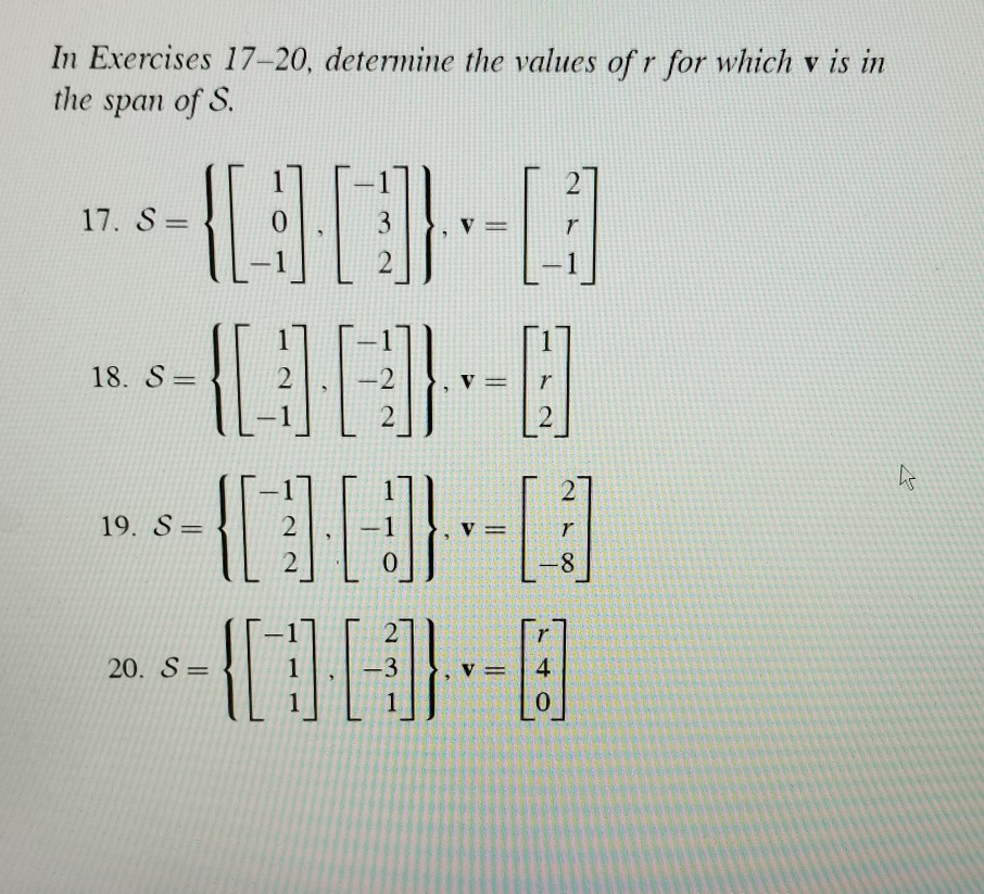Solved In Exercises 17–20, determine the values of r for | Chegg.com