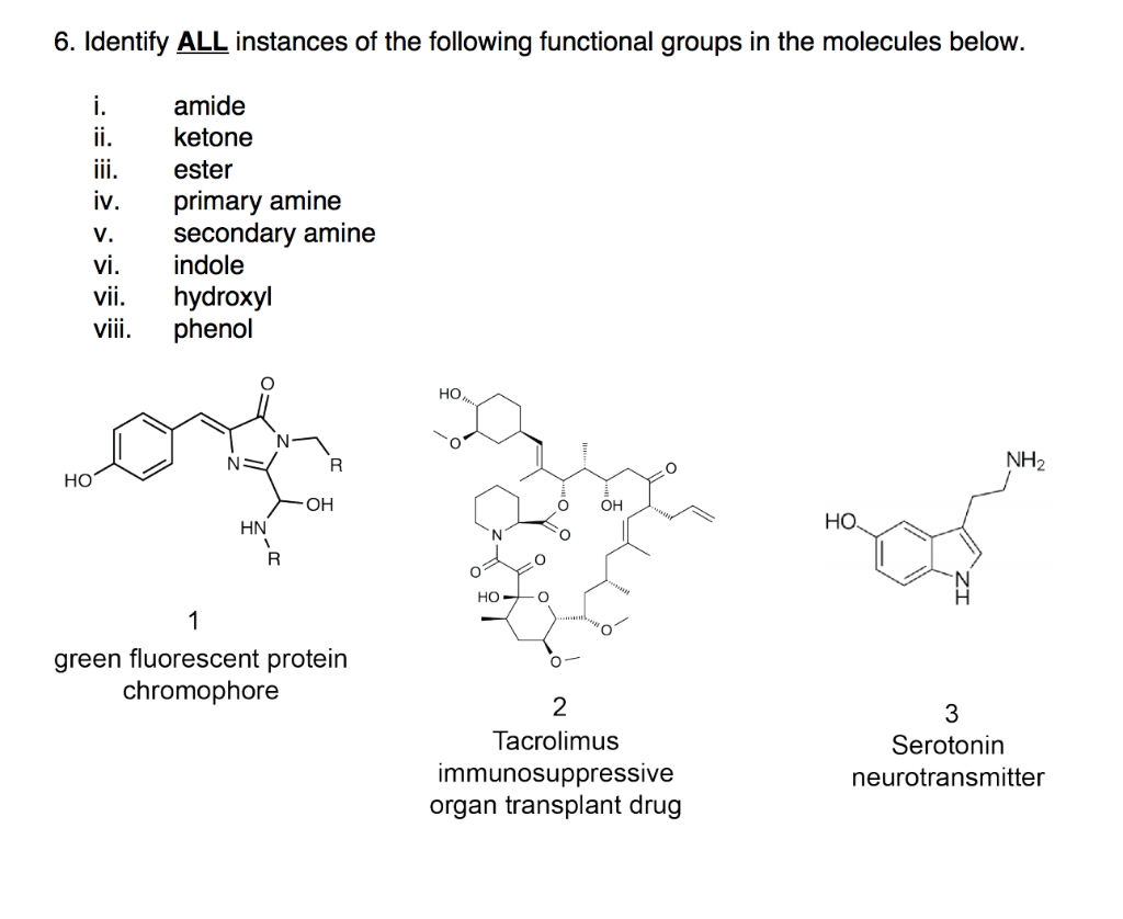 Serotonin Functional Groups