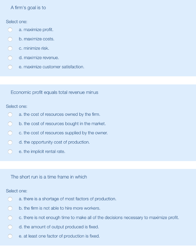 Solved A Firm s Goal Is To Select One A Maximize Profit 0 Chegg