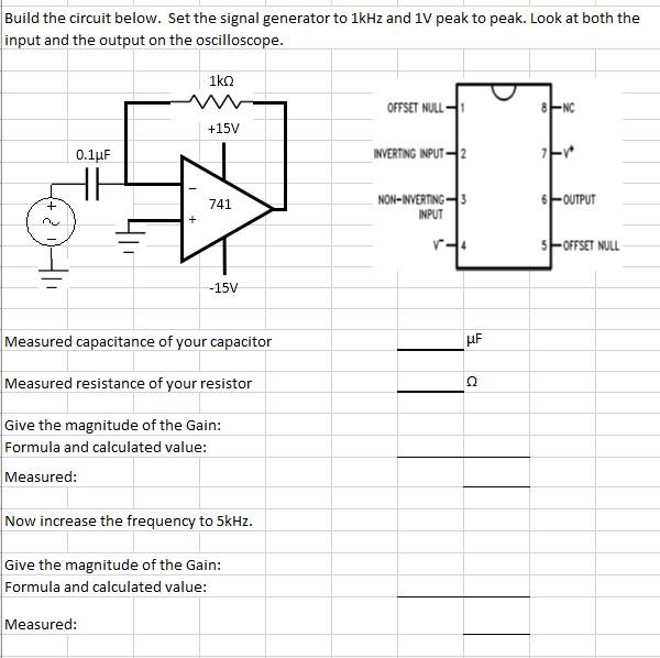 Solved Build the circuit below. Set the signal generator to Circuit Diagram