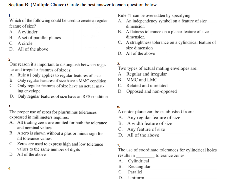 Solved Section B: (Multiple Choice) Circle The Best Answer | Chegg.com