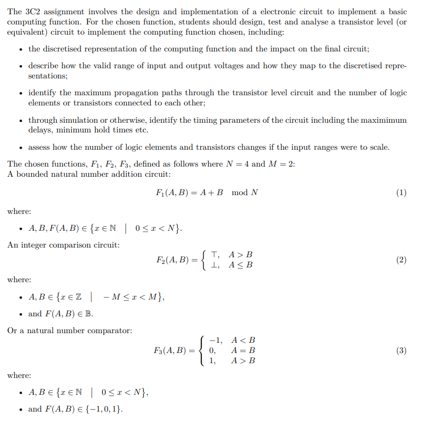 The 3C2 assignment involves the design and | Chegg.com