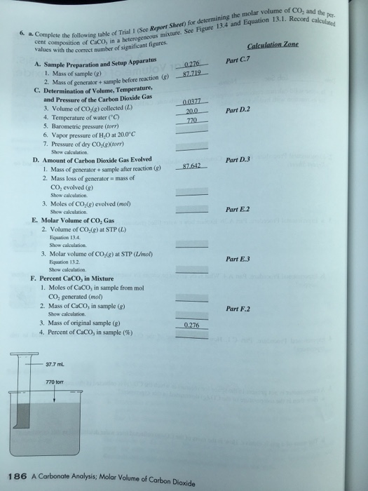 experiment 13 a carbonate analysis report sheet