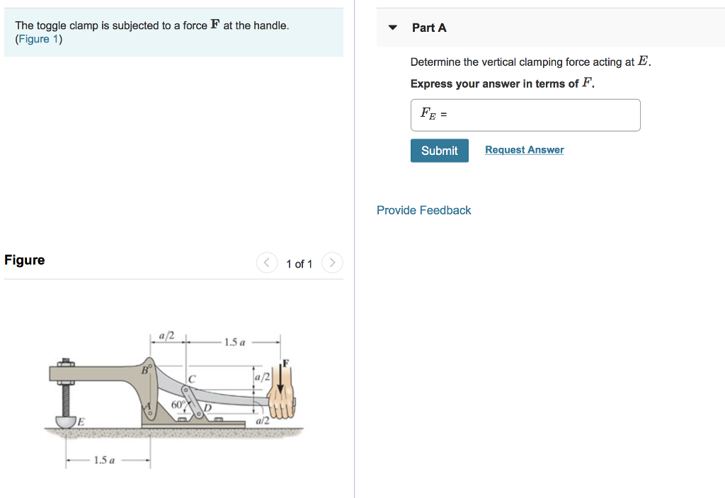 Solved The toggle clamp is subjected to a force F at the