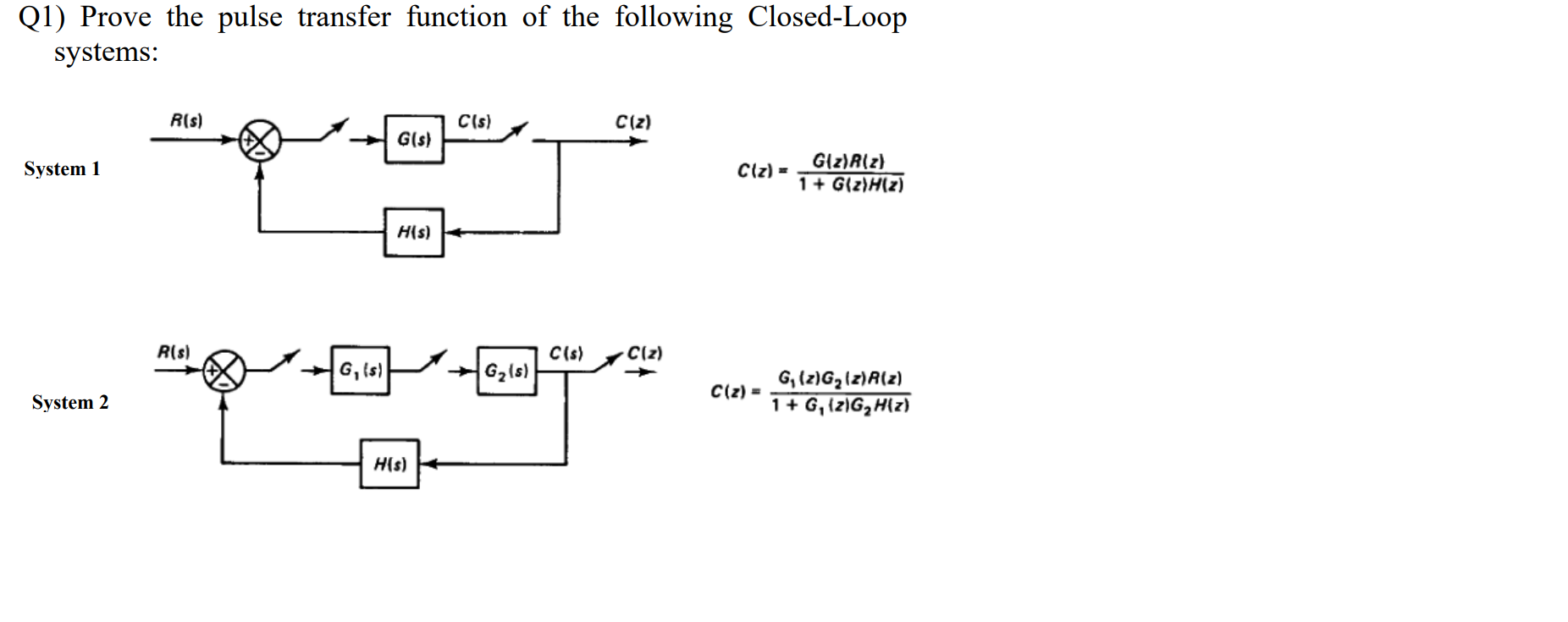 Solved 1 Prove The Pulse Transfer Function Of The Follo Chegg Com