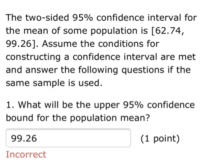 Solved The two-sided 95% confidence interval for the mean of | Chegg.com