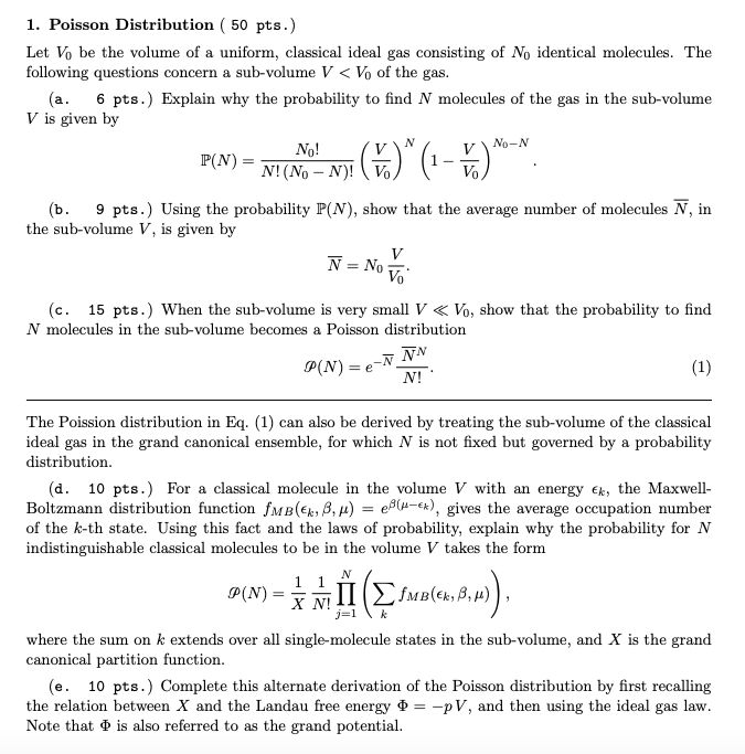 No N 1 1 Poisson Distribution 50 Pts Le Chegg Com