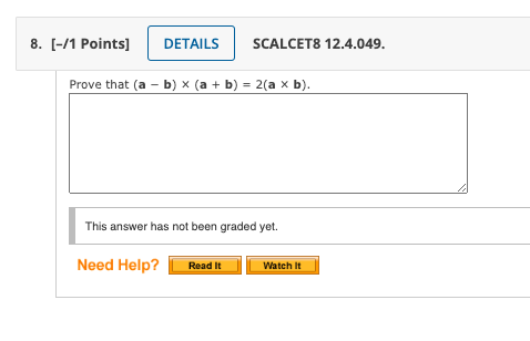 Solved Prove That (a−b)×(a+b)=2(a×b) This Answer Has Not | Chegg.com