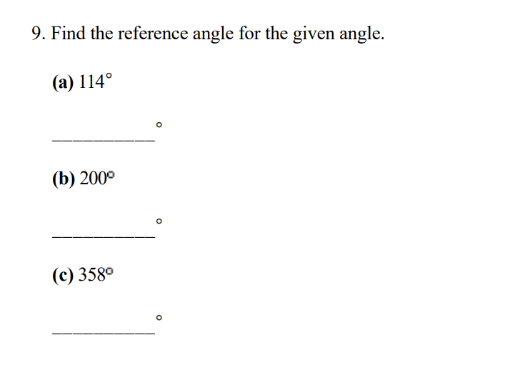 Solved Find The Reference Angle For The Given | Chegg.com