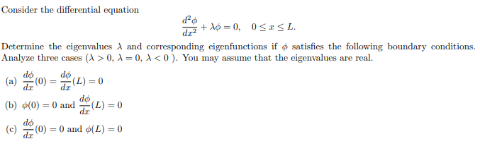 Solved Consider the differential equation dr? + A6 = 0, 0