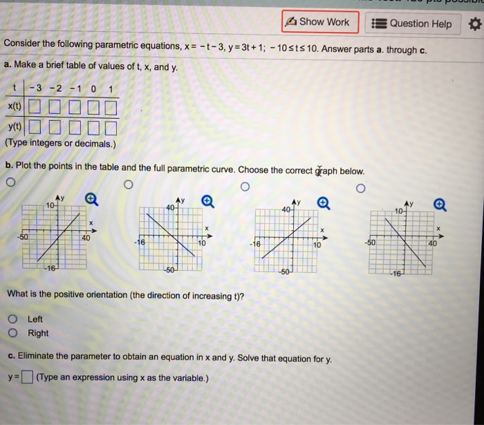 Solved Show Work Question Help Consider the following | Chegg.com