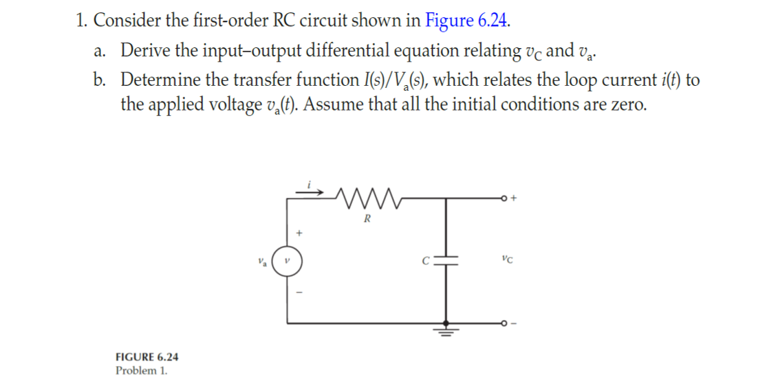 Solved 1. Consider The First-order RC Circuit Shown In | Chegg.com