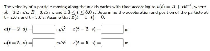 Solved The velocity of a particle moving along the x-axis | Chegg.com