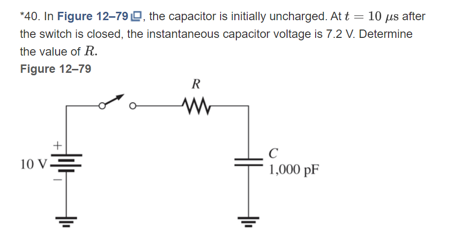 Solved *40. In Figure 12−79 미, the capacitor is initially | Chegg.com