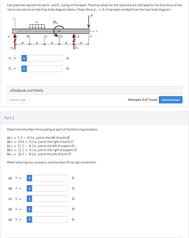 Solved Calculate the reaction forces A, and E, acting on the | Chegg.com