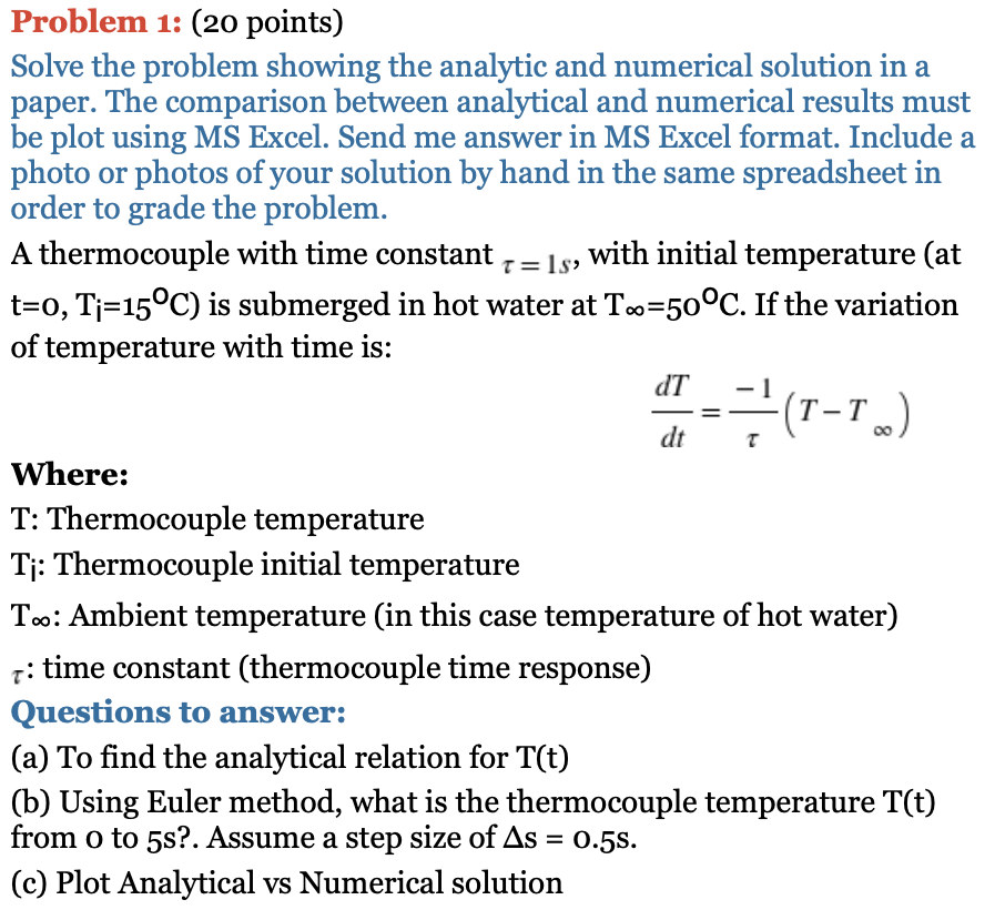 Solved Problem 1: (20 points) Solve the problem showing the | Chegg.com
