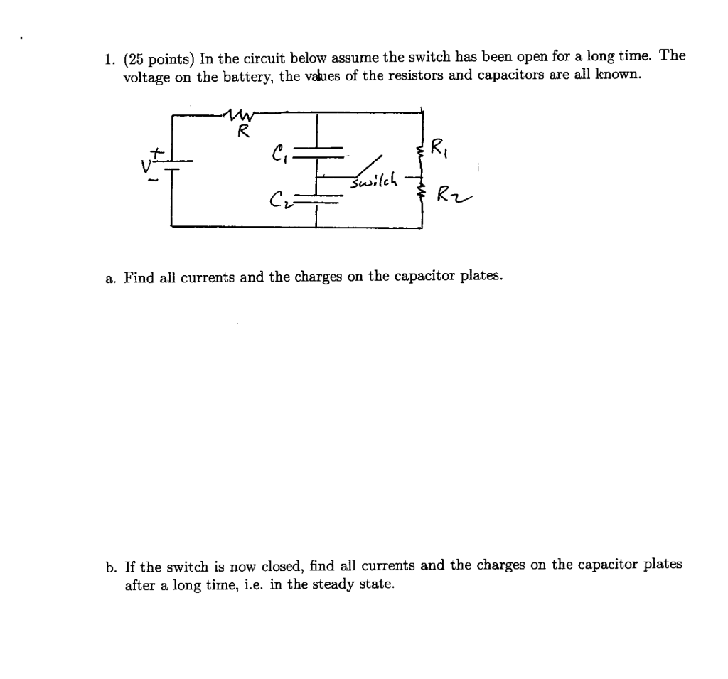 Solved 1 25 Points In The Circuit Below Assume The Switch