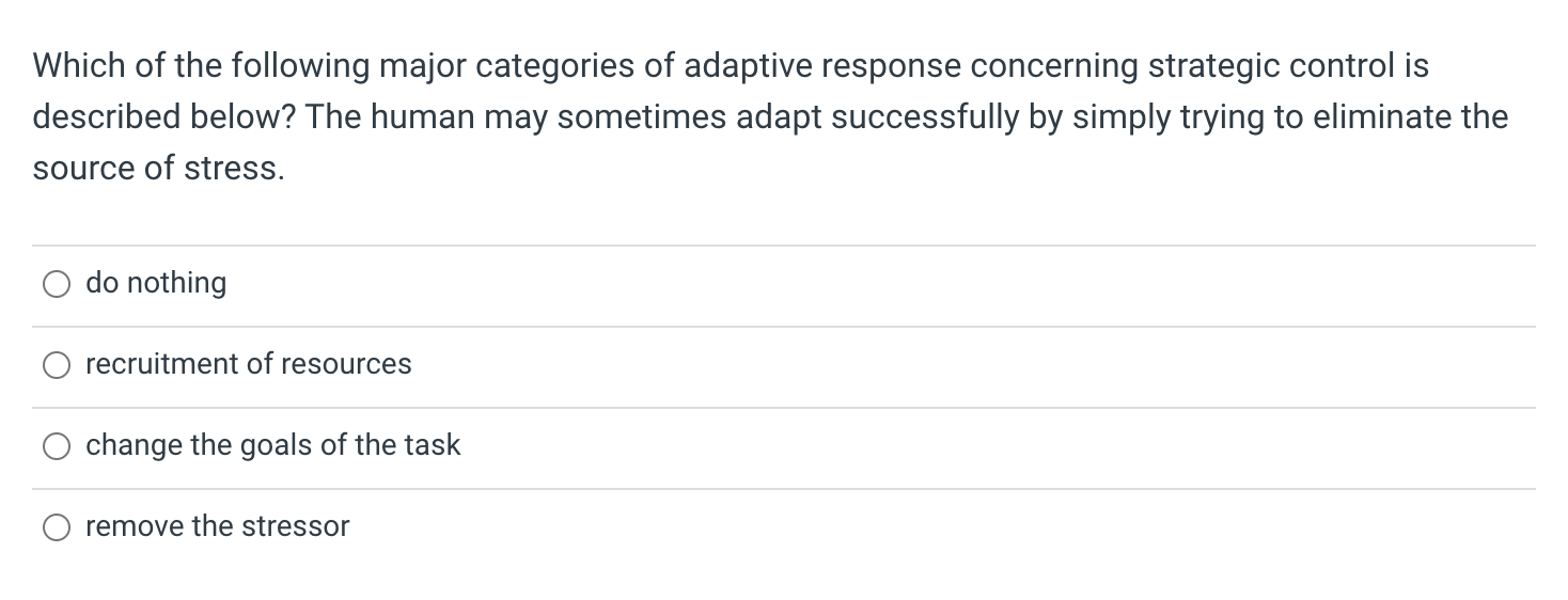 Solved Which Of The Following Major Categories Of Adaptive | Chegg.com