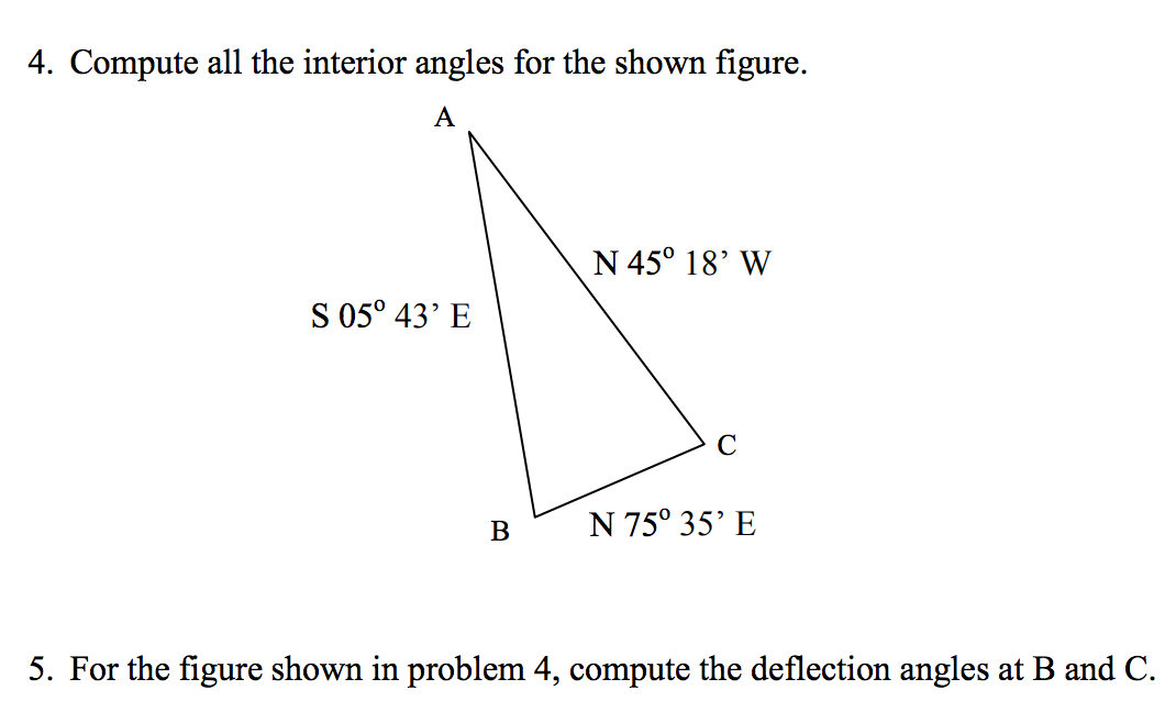 Solved 4. Compute all the interior angles for the shown | Chegg.com