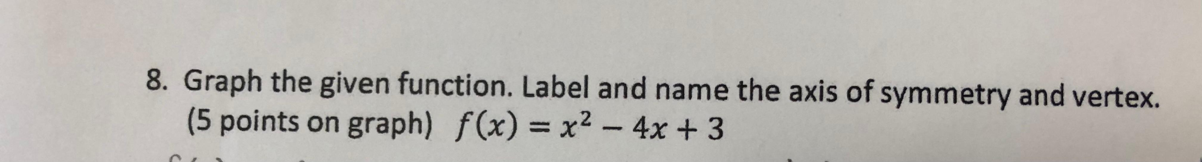Solved 8. Graph the given function. Label and name the axis | Chegg.com