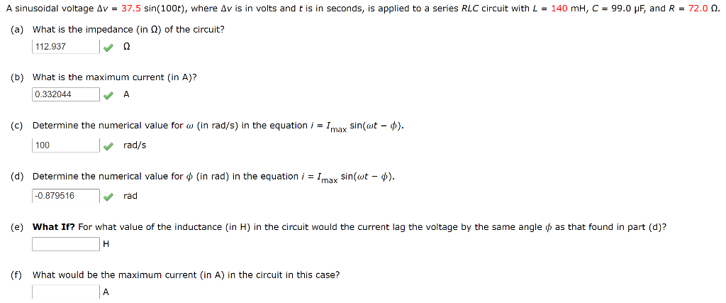 Solved A sinusoidal voltage Av = 37.5 sin(100t), where Av is | Chegg.com