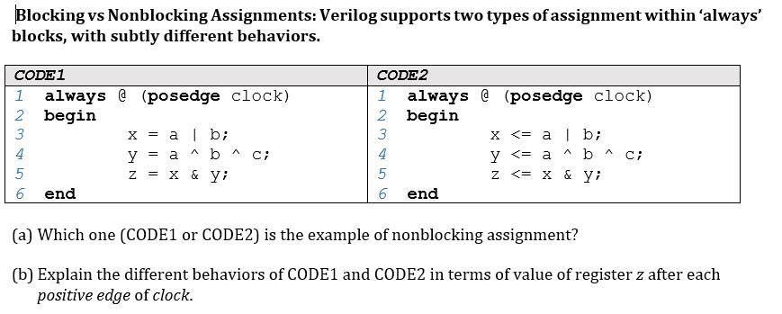 blocking assignments in systemverilog