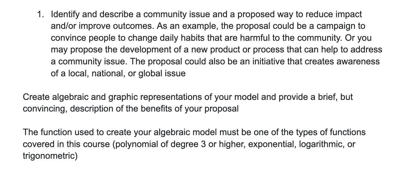 Solved 1. Identify and describe a community issue and a | Chegg.com