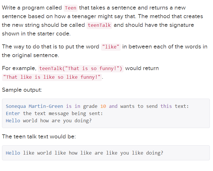 Solved Write a program called Teen that takes a sentence and | Chegg.com