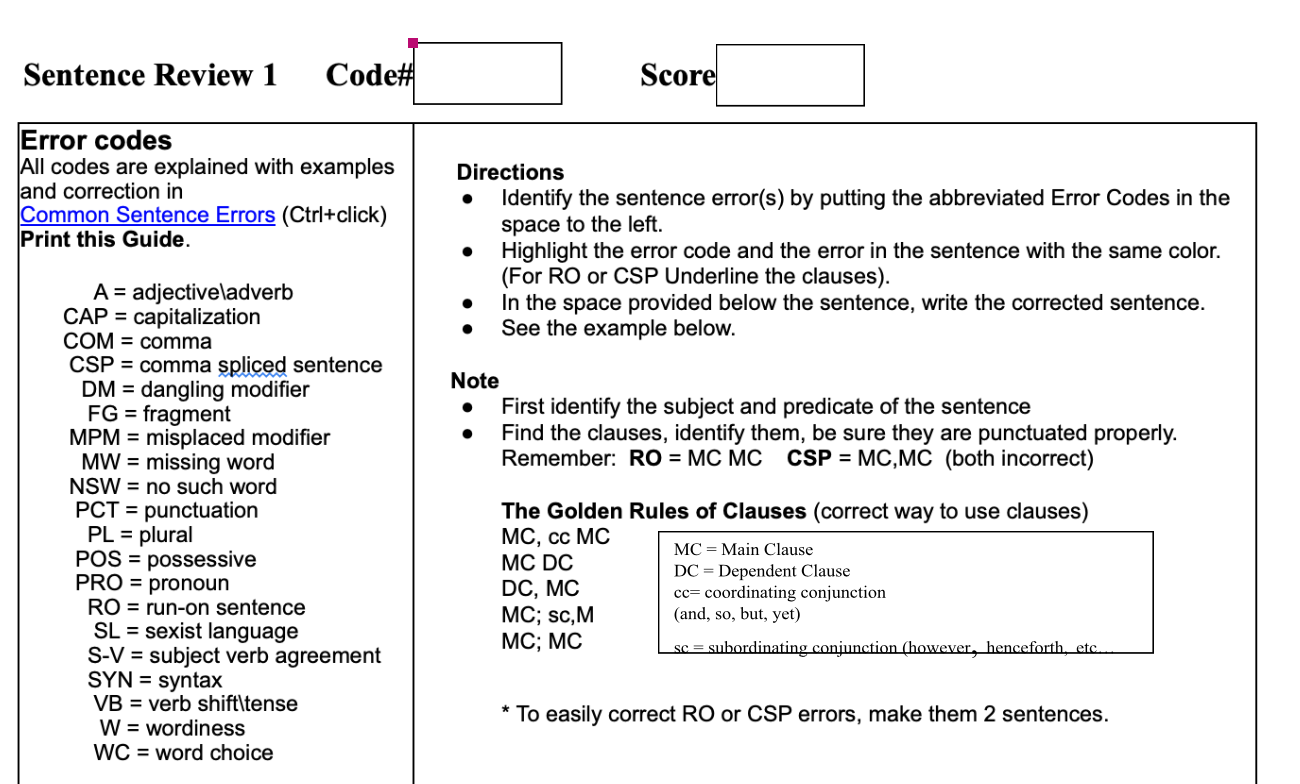 sentence-review-1-code-t-score-chegg