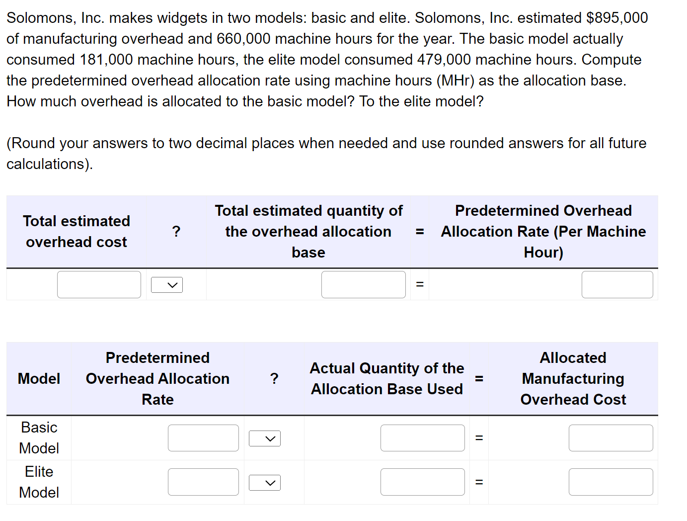 Solved Solomons, Inc. makes widgets in two models: basic and | Chegg.com