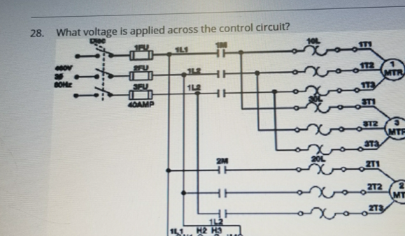 Solved 28. What voltage is applied across the control | Chegg.com