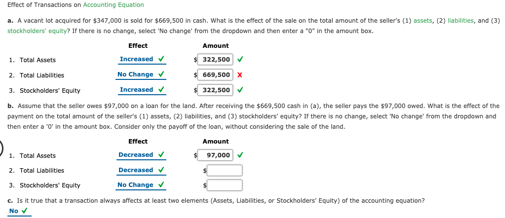 Solved Effect of Transactions on Accounting Equation a. A | Chegg.com