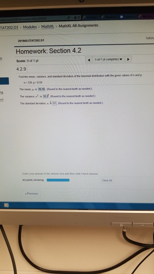 Mathxl Module Solved TAT202.D1> Modules > MathXL> MathXL All Assignments | Chegg.com