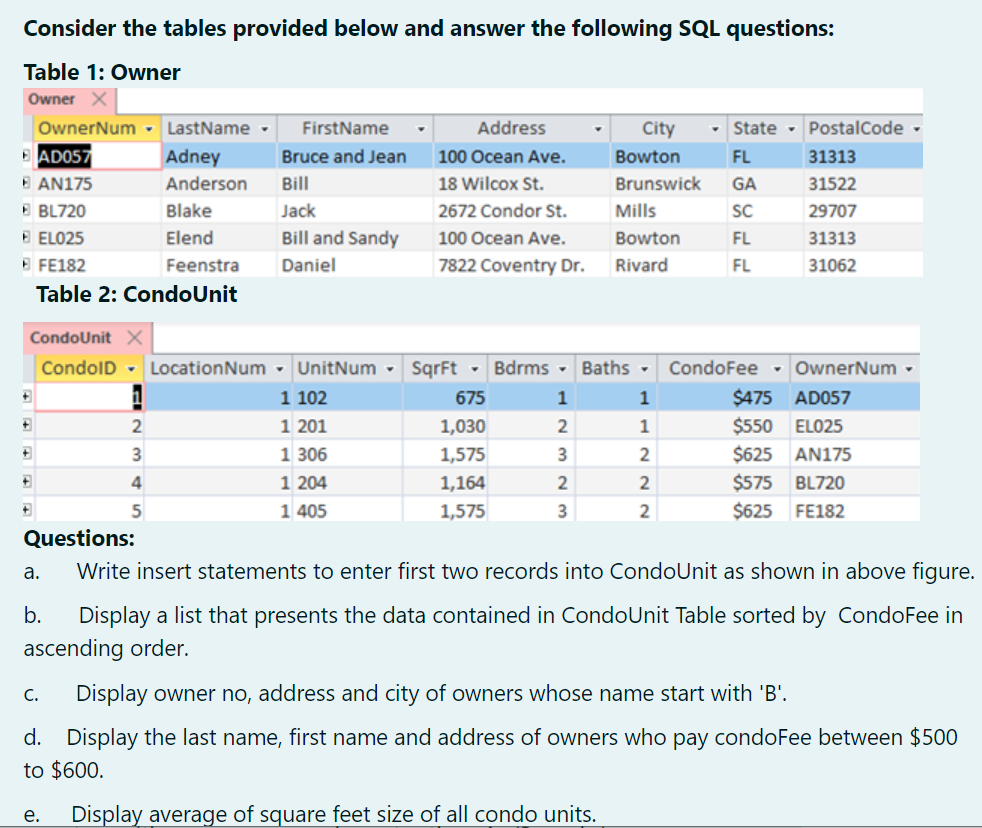 Solved Consider the tables provided below and answer the | Chegg.com