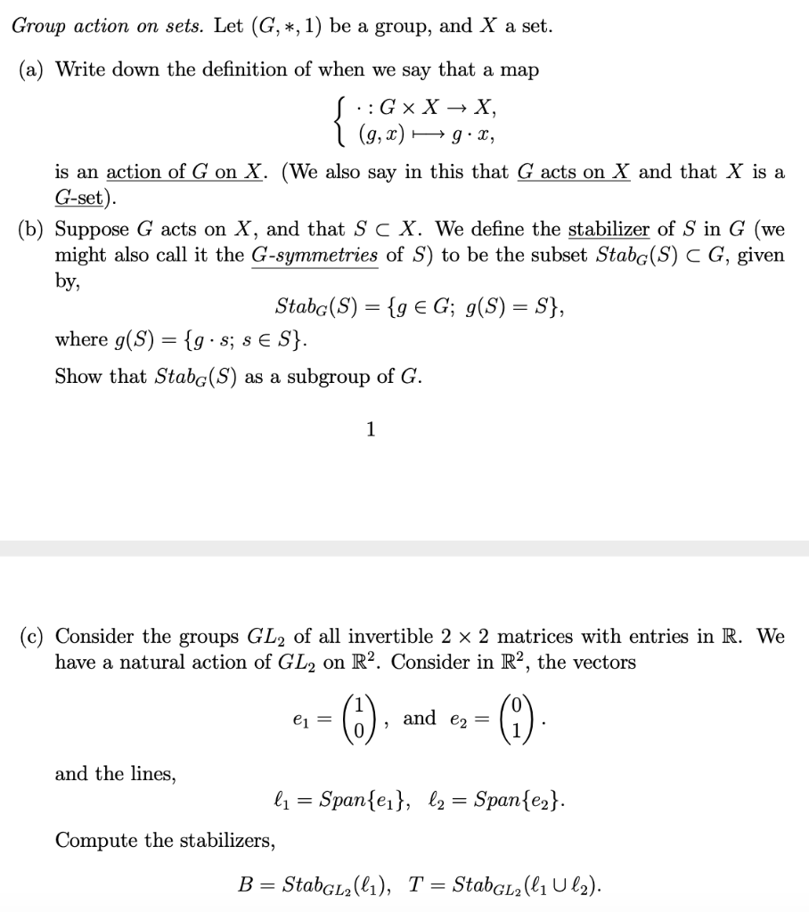 Solved Group Action On Sets Let G 1 Be A Group And Chegg Com