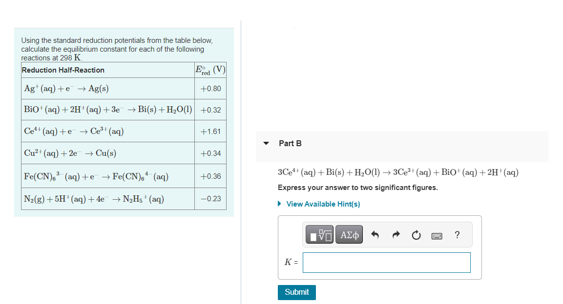 Solved Using The Standard Reduction Potentials From The