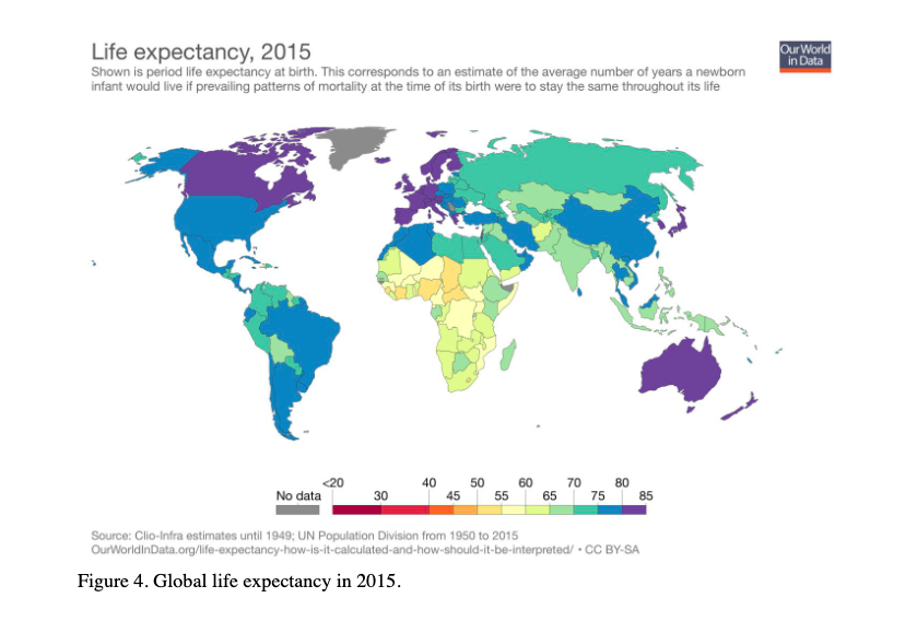 Life expectancy, 2015 Shown is period life expectancy