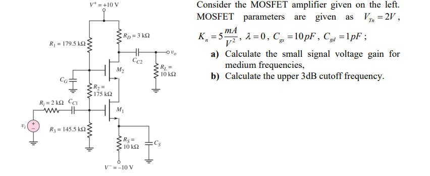 Solved Consider the MOSFET amplifier given on the left. | Chegg.com
